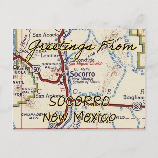 Socorro NM Vintage Karte (Vorderseite)