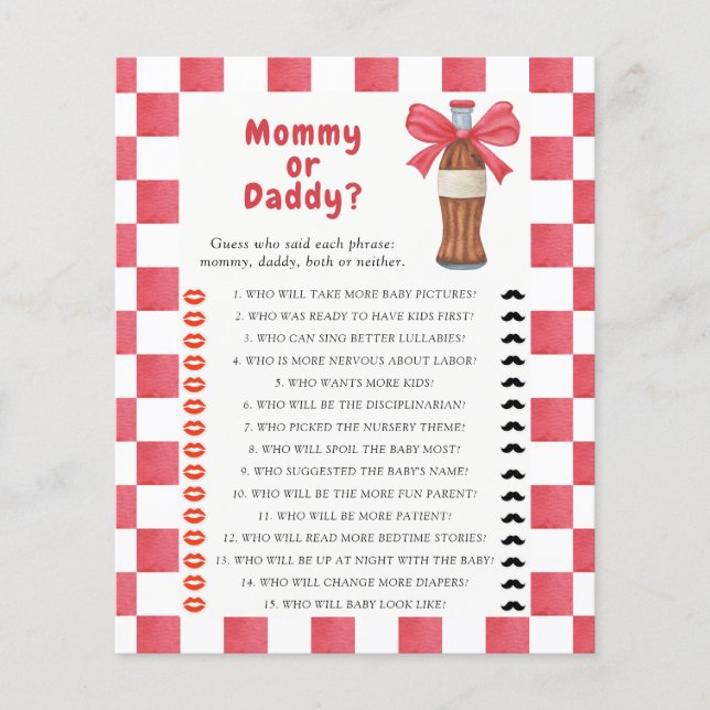 Soda baby shower Mommy or daddy game (Vorderseite)