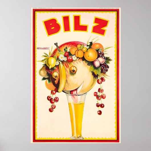 Soda Bilz Orange Juice Achille Mauzan Vintage Food Poster (Vorne)