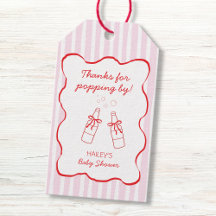 Soda Bottle Bow Pink & Red Wavy Baby Shower
