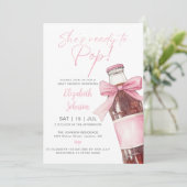 Soda Bottle Pink Bow Baby Shower All In One Einladung (Stehend Vorderseite)