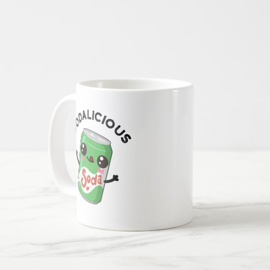 Soda licious Funny Soda Pop Pun Kaffeetasse (Vorderseite Links)
