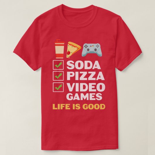 Soda Pizza Video Games T-Shirt (Design vorne)