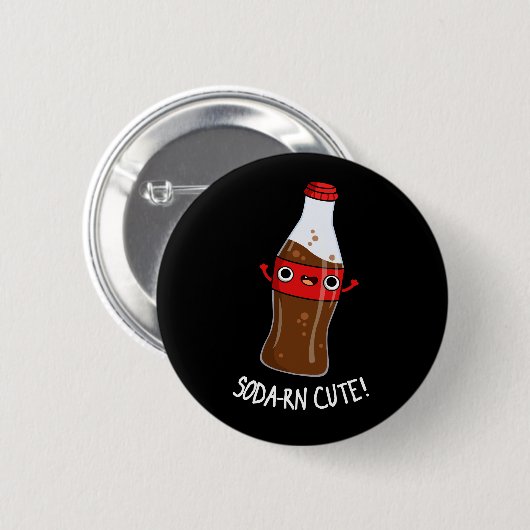 Soda-rn Niedlich Funny Soda Pun Dark BG Button (Vorne & Hinten)