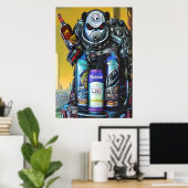 Soda-Robotermonster in der Stadt | AI Art Poster (Heimbüro)