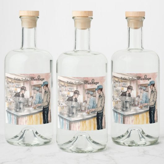 Soda Shop Aquarell Art Print Alkoholflaschenetikett (Flaschen)