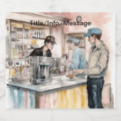 Soda Shop Aquarell Art Print Alkoholflaschenetikett (Einzelnes Label)
