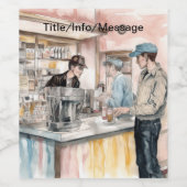 Soda Shop Aquarell Art Print Weinetikett (Einzelnes Label)