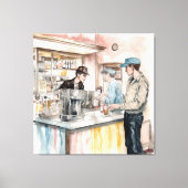 Soda Shop Aquarell Leinwand Art Print (Vorderseite)