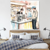 Soda Shop Aquarell Leinwand Art Print (Insitu (Schlafzimmer))
