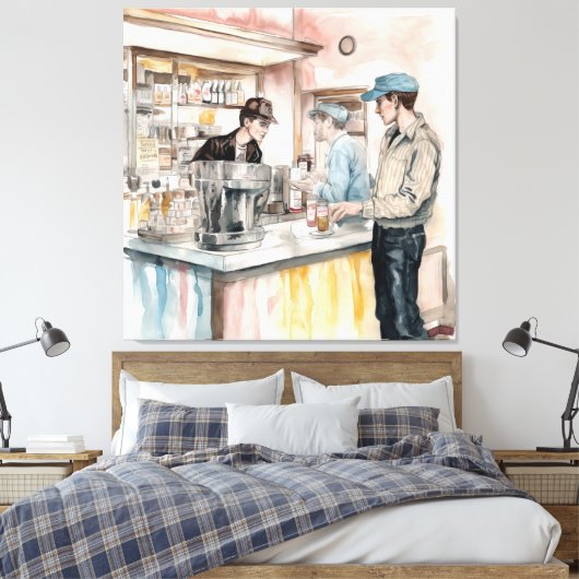 Soda Shop Aquarell Leinwand Art Print (Insitu (Schlafzimmer))
