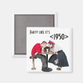 Soda Shop Couple aus den 50er Jahren Magnet (Vorderseite/Rückseite)