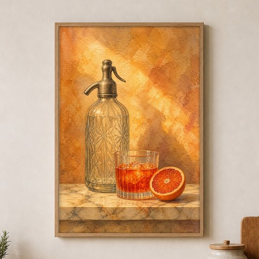 Soda Siphon und Bitterorange Wasserfarbenposter Poster