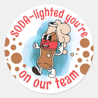 Sodapop-Flaschen-Team-Mitarbeiter-Belohnungs-Aufkl Runder Aufkleber