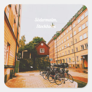 Södermalm, Stockholm, Schweden Quadratischer Aufkleber