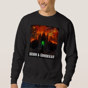 Sodom und Gomorra Stadt brennt mit Engel und Kirch Sweatshirt