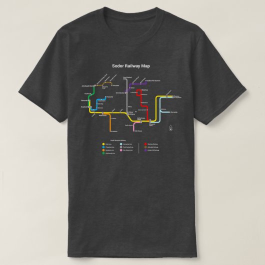 Sodor Railmap TTC Style Dark 1 T-Shirt (Design vorne)