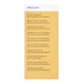 Sofa Cushions, Liste der Reinigungspreise Werbekarte (Hinten)