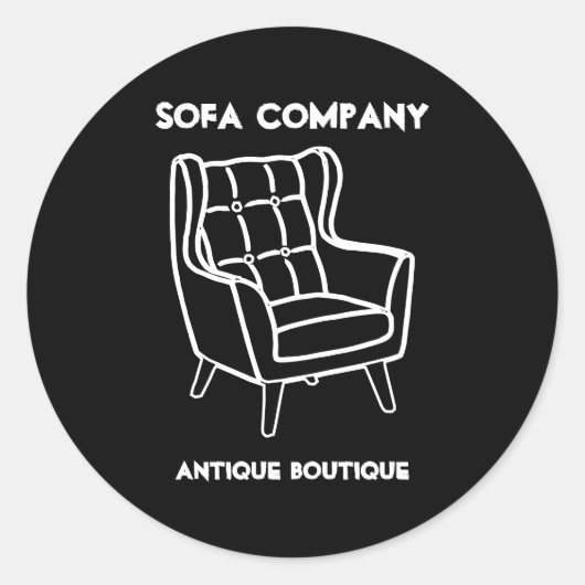 Sofa für Schwarz Runder Aufkleber (Vorderseite)