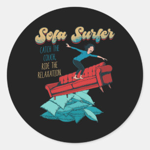 Sofa Surfer Couch Surfing Faulheit Nickerchen Faul Runder Aufkleber