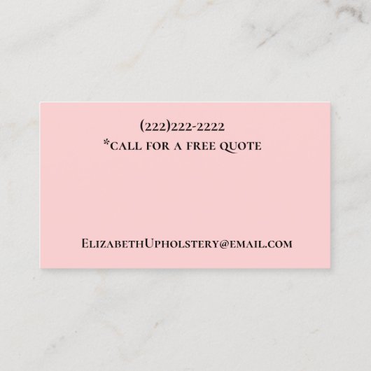 Sofa und Stühle Visitenkarte (Rückseite)