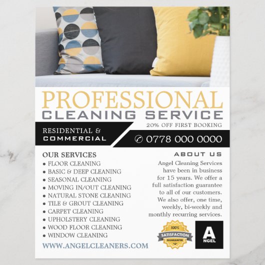 Sofabrikate, Reinigungsservice Werbung Flyer (Vorne)