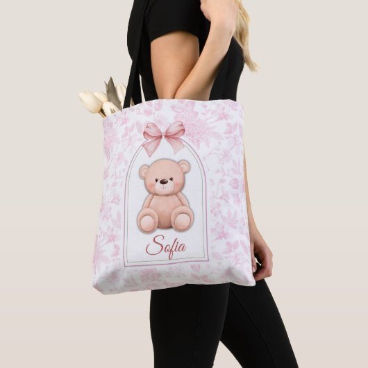 Sofia | Benutzerdefiniertes rosa Teddy-Bär-Kinderz Tasche (Von Nahem)