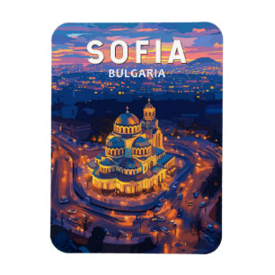 Sofia Bulgaria Illustration Travel Art Vintag Magnet