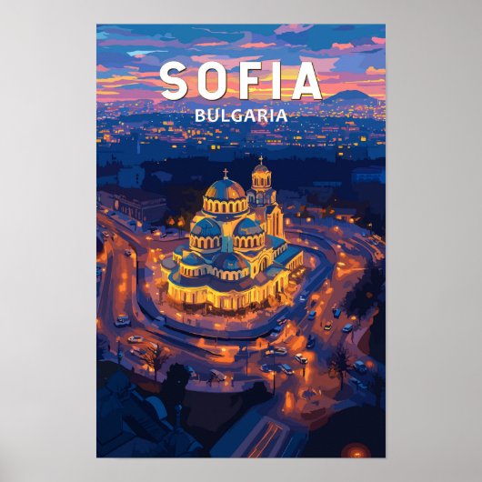 Sofia Bulgaria Illustration Travel Art Vintag Poster (Vorne)