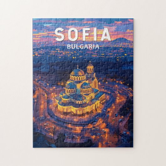 Sofia Bulgaria Illustration Travel Art Vintag Puzzle (Vertikal)