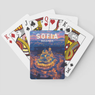 Sofia Bulgaria Illustration Travel Art Vintag Spielkarten