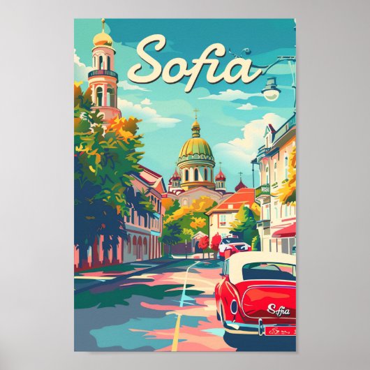 Sofia Bulgaria Vintag Retro Travel Illustration Poster (Vorne)