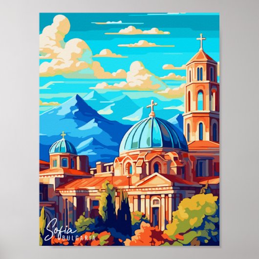 Sofia Bulgaria Vintage Illustration Poster (Vorne)