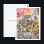 Sofia Bulgarien Bekannte Wasserfarbskizze für Reis Postkarte<br><div class="desc">Sofia Bulgarien Bekannte Wasserfarbskizze für Reisen</div>