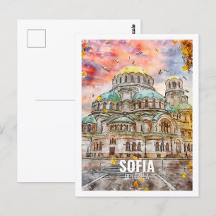 Sofia Bulgarien Berühmte Reise Wasserfarben Skizze Postkarte
