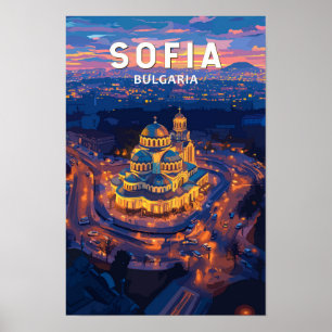 Sofia Bulgarien Illustration Reise Kunst Vintage Poster