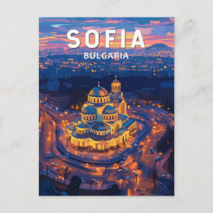 Sofia Bulgarien Illustration Reise Kunst Vintage Postkarte