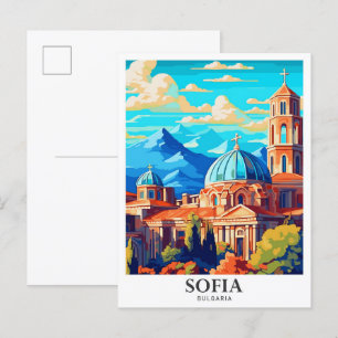 Sofia Bulgarien Kunst Vintage Reiseillustration Postkarte