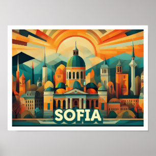 Sofia Bulgarien Reise künstlerisch farbenfroh Poster