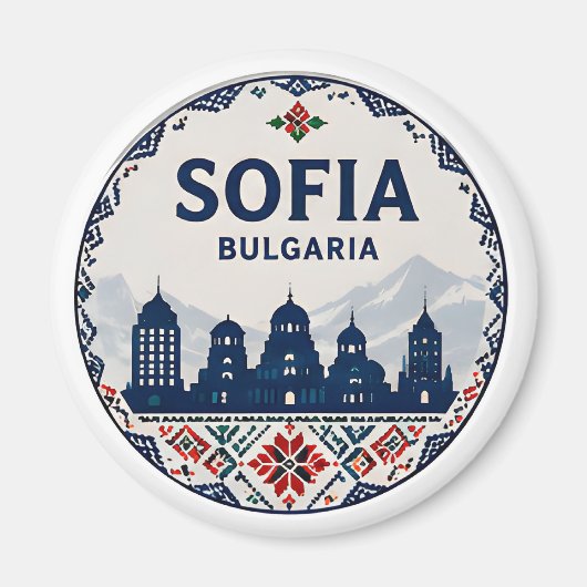 🧲 Sofia Bulgarien Volksmuster Reiseandenken ❤️ Magnet (Vorne)