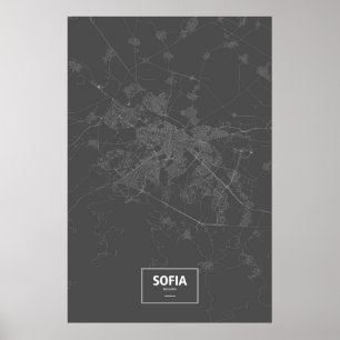 Sofia, Bulgarien (weiß auf schwarz) Poster