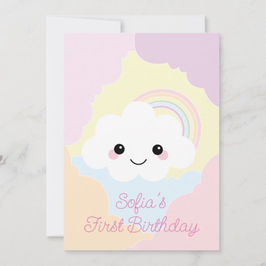 Sofia Cloud Erster Geburtstag Einladung (Rückseite)