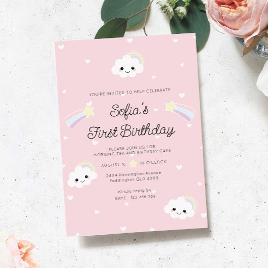 Sofia Cloud Erster Geburtstag Einladung