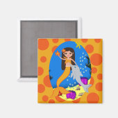 Sofia die Orange Meerjungfrau und Dolphin Magnet (Vorderseite/Rückseite)