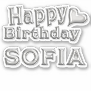 Sofia Happy Birthday silver Aufkleber Sticker