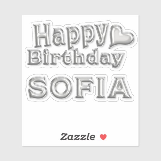 Sofia Happy Birthday silver Aufkleber Sticker (Blatt)