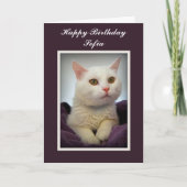 Sofia Happy Birthday White Cat Card Karte (Vorderseite)