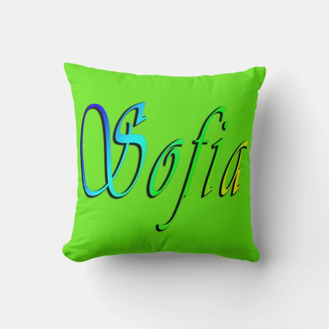 Sofia, Name, Logo, grünes Kissen (Vorderseite)