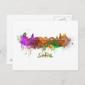 Sofia skyline im Watercolor Postkarte (Vorne/Hinten)