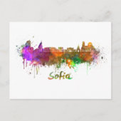 Sofia skyline im Watercolor Postkarte (Vorderseite)